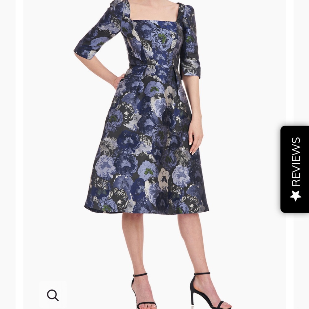 Kay Unger Floral Blue Dress